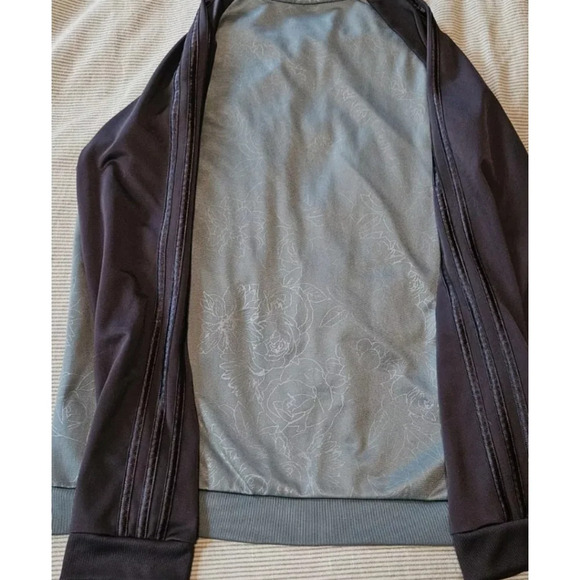 Adidas Floral Bomber Jacket Women's Size XL/Men's L Three Stripe Sleeve - Picture 7 of 7